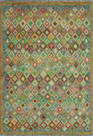 Balochi Aian Green/Gold Rug, 3'4" x 4'10"