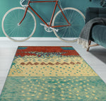 Balochi Adeeb Beige/Lt. Green Rug, 4'2" x 5'11"