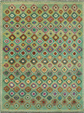 Balochi Aescford Lt. Green/Red Rug, 3'5" x 4'10"