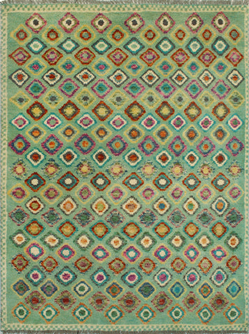 Balochi Aescford Lt. Green/Red Rug, 3'5" x 4'10"