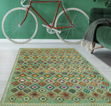 Balochi Aescford Lt. Green/Red Rug, 3'5" x 4'10"