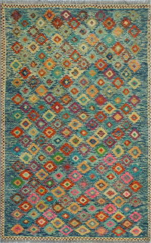 Balochi Adofo Blue/Pink Rug, 3'2" x 4'10"