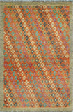 Balochi Aiman Rust/Grey Rug, 3'5" x 5'1"