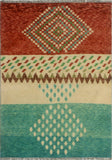 Balochi Adolphus Green/Beige Rug, 3'5" x 4'10"