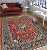 Fine VTG Sheri Red/Navy Rug, 6'5" x 9'5"