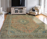 Fine VTG Fatho Rose/Green Rug, 9'9" x 13'1"