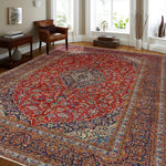 Fine VTG Jadyn Red/Navy Rug, 9'5" x 14'1"