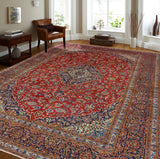 Fine VTG Jadyn Red/Navy Rug, 9'5" x 14'1"