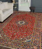 Fine VTG Abia Red/Navy Rug, 8'1" x 11'10"