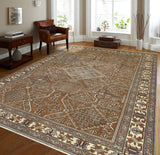 Vintage Mirdad Brown/Ivory Rug, 6'6" x 9'8"