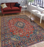 Vintage Feroza Red/Navy Rug, 6'5" x 9'3"