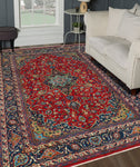 Fine VTG Alyceson Red/Navy Rug, 6'8" x 9'10"