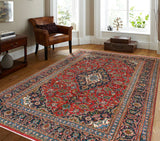 Fine VTG Ansleigh Red/Navy Rug, 6'3" x 9'6"