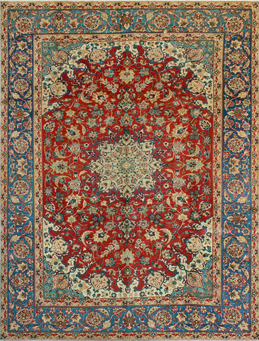 Fine VTG Akjamal Red/Blue Rug, 7'11" x 10'3"