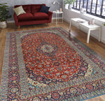 Vintage Jasmin Red/Navy Rug, 7'11" x 11'1"