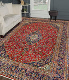 Fine VTG Hafid Red/Navy Rug, 9'8" x 12'7"