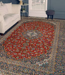 Fine VTG Cathrina Red/Navy Rug, 9'8" x 13'1"