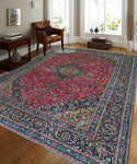 Fine VTG Sylvia Rose/Navy Rug, 9'4" x 12'10"