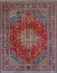 Vintage Farzana Red/Navy Rug, 9'7" x 12'4"