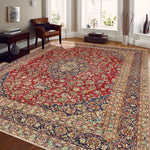 Fine VTG Gavin Red/Navy Rug, 9'6" x 12'9"