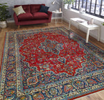 Fine VTG Farbod Red/Navy  Rug, 9'7" x 12'6"