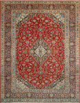 Fine VTG Akhas Red/Navy Rug, 10'0" x 13'3"