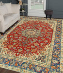 Fine VTG Georgett Red/Blue Rug, 8'2" x 11'4"