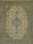 Super VTG Ghasseda Ivory/Green Rug, 8'5" x 11'5"