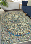 Super VTG Millie Ivory/Blue Rug, 6'3" x 10'0"