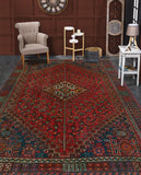 Balochi Alyxis Red/Charcoal Rug, 5'9" x 8'0"