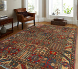 Vintage Abeni Red/Beige Rug, 6'9" x 10'0"