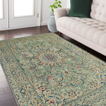 Super VTG Catedra Lt. Green/Beige Rug, 5'7" x 8'10"