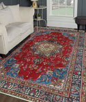 Vintage Betzabel Red/Navy Rug, 6'2" x 9'3"