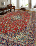 Fine VTG Haider Red/Navy Rug, 9'11" x 16'2"