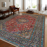 Fine VTG Francesca Red/Navy Rug, 7'9" x 11'1"