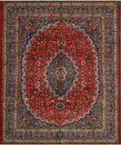 Vintage Behrouz Red/Navy Rug, 9'6" x 12'8"