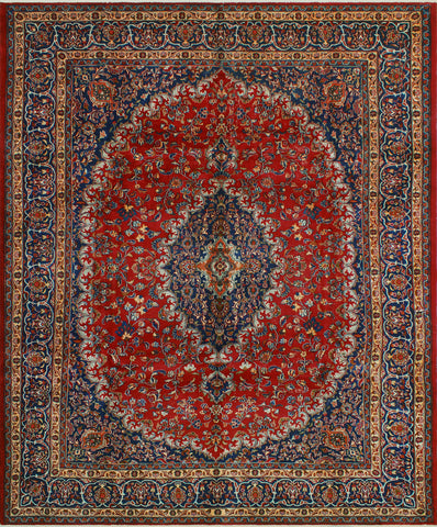 Vintage Behrouz Red/Navy Rug, 9'6" x 12'8"