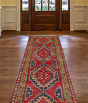 Fine VTG Eraj Red/Charcoal Runner, 3'4" x 9'8"