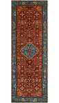 Fine VTG Hicham Red/Lt. Blue Runner, 3'6" x 10'1"