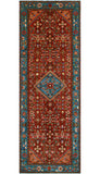 Fine VTG Hicham Red/Lt. Blue Runner, 3'6" x 10'1"