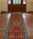 Fine VTG Hicham Red/Lt. Blue Runner, 3'6" x 10'1"