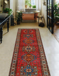 Fine VTG Houda Red/Beige Runner, 3'1" x 10'9"