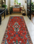 Vintage Fabiana Red/Charcoal Runner, 3'7" x 10'1"