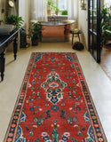 Vintage Fabiana Red/Charcoal Runner, 3'7" x 10'1"