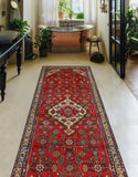 Fine VTG Emy Red/Ivory Runner, 3'4" x 9'5"