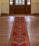 Fine VTG Averie Red/Navy Runner, 3'2" x 15'0"