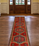 Fine VTG Averie Red/Navy Runner, 3'2" x 15'0"