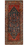 Fine VTG Abzari Red/Navy Runner, 3'3" x 8'6"