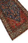 Fine VTG Abzari Red/Navy Runner, 3'3" x 8'6"