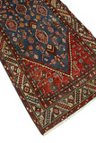 Fine VTG Abzari Red/Navy Runner, 3'3" x 8'6"